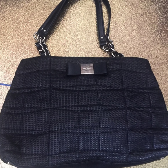 kate spade Handbags - KATE SPADE BLACK GOLD SHIMMERY QUILTED TOTE Bag GORG RARE 14-K GOLD